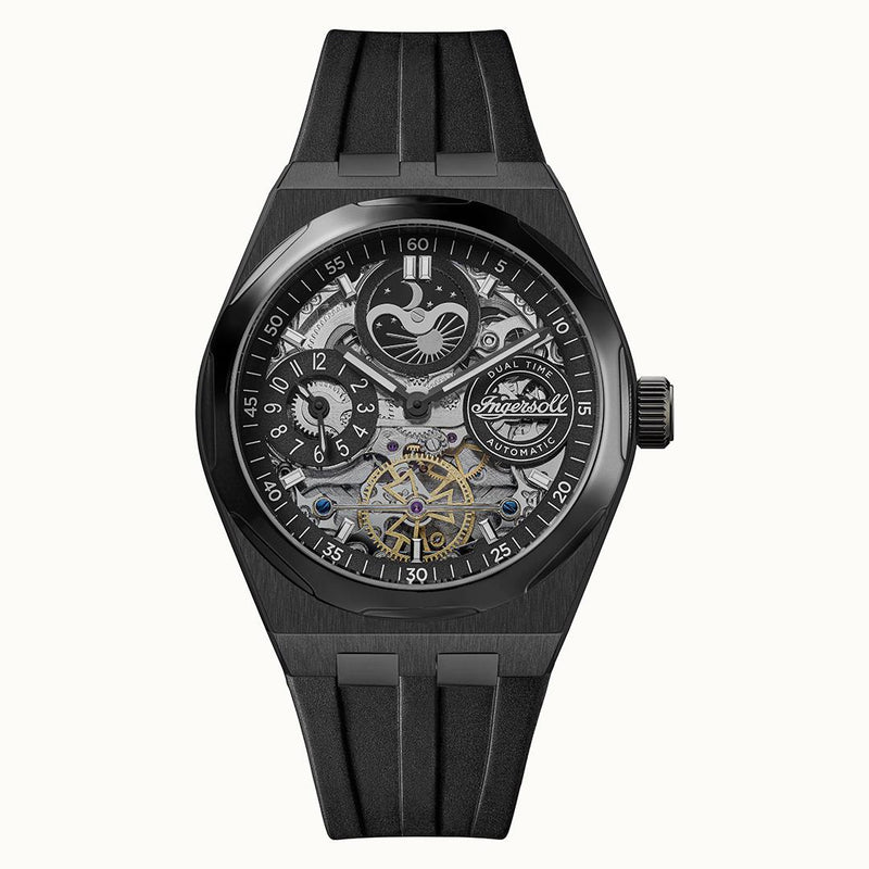 Ingersoll The Motion I11702B Orologio Automatico Uomo – Cassa 50,5 Mm, Cinturino In Pelle Horween Nera, Vetro Minerale, 5 ATM
